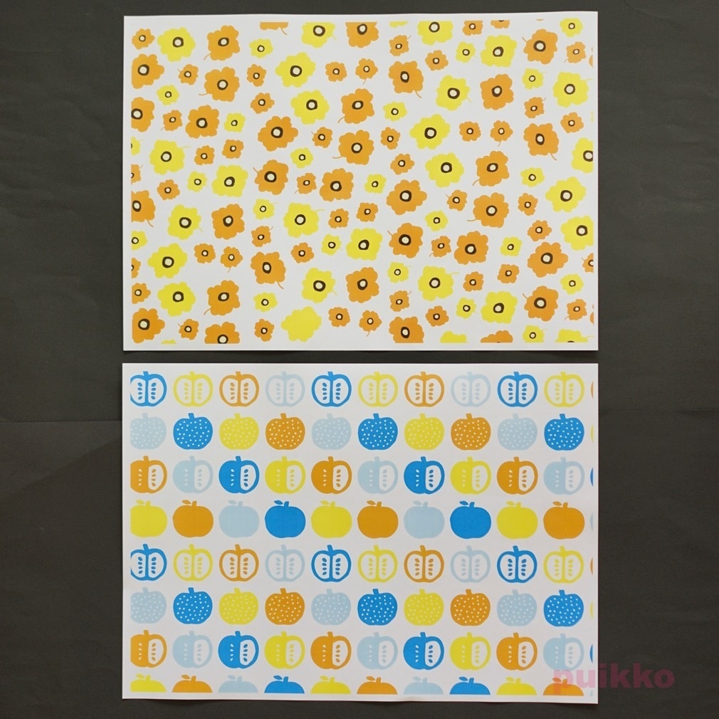 紙製ブックカバー(5枚)+しおり(4枚) 北欧パターン(カラー)