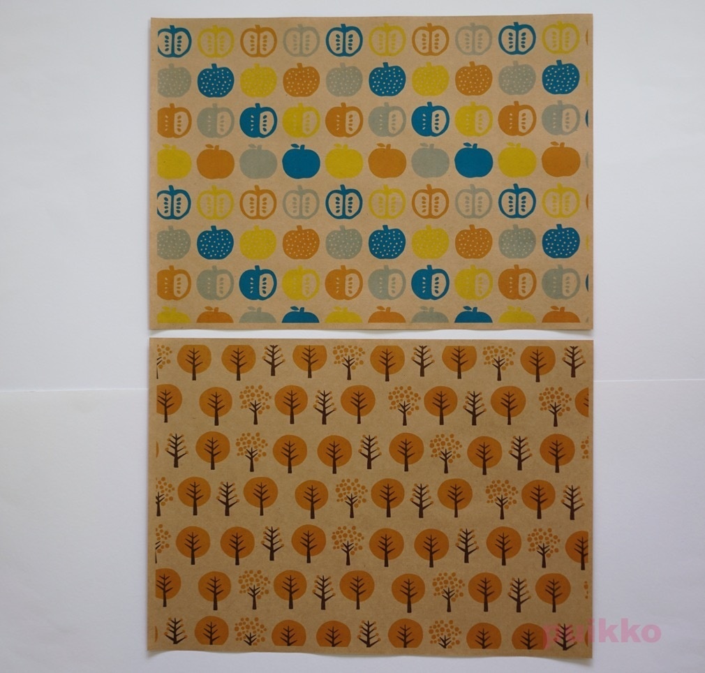 紙製ブックカバー(5枚)+しおり(4枚) 北欧パターン(カラー)