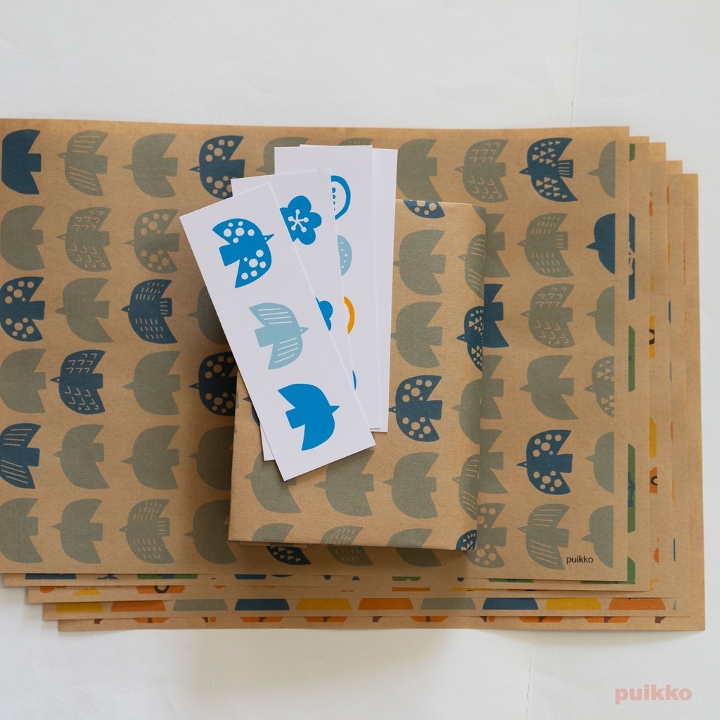 紙製ブックカバー（5枚）＋しおり（4枚）　北欧パターン（カラー）