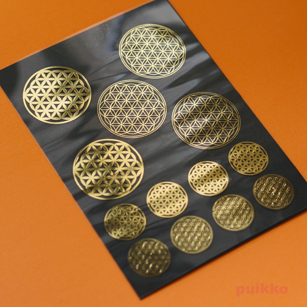 フラワーオブライフ・大 箔押し・金 レジン封入用フィルム