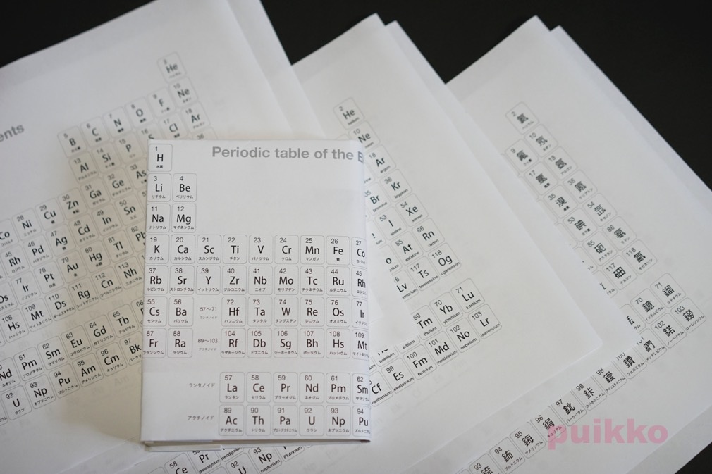紙製ブックカバー 元素周期表