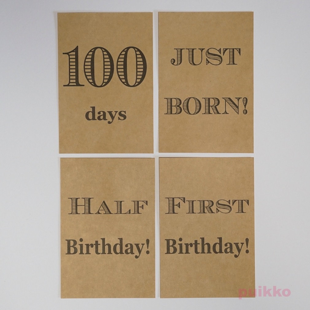 ベビーマンスリーカード モノトーン(はがきサイズ) クラフト紙