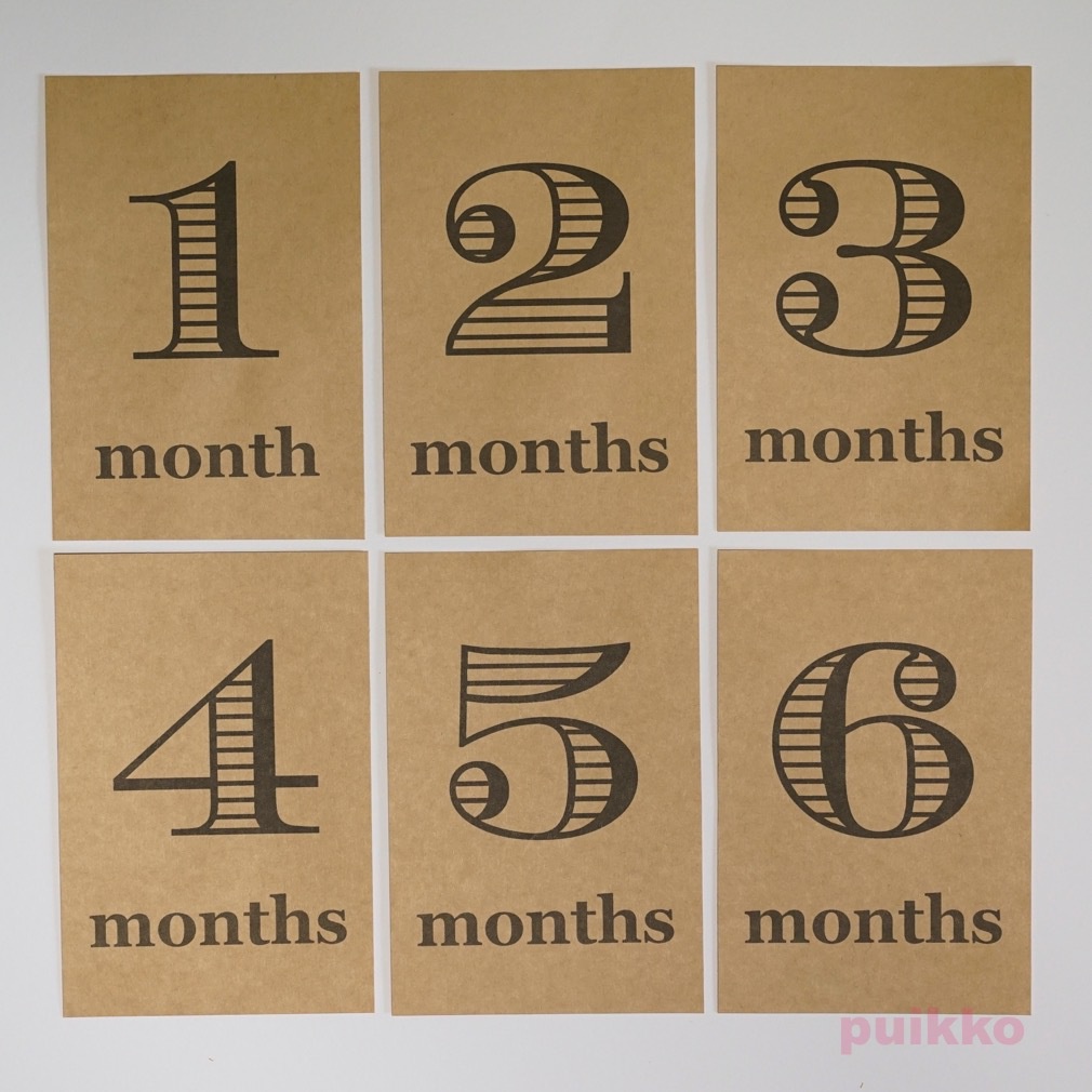 ベビーマンスリーカード モノトーン(はがきサイズ) クラフト紙