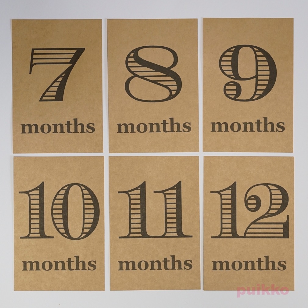 ベビーマンスリーカード モノトーン(はがきサイズ) クラフト紙