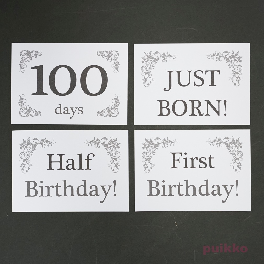 ベビーマンスリーカード 花の飾り罫(L判)