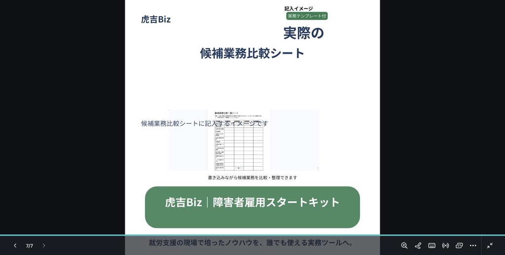 【虎吉Biz】障害者雇用スタートキット Vol.1|業務切り出し・職務設計 実務キット