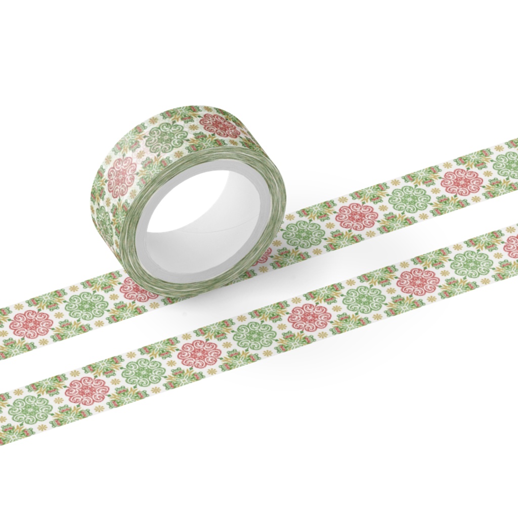 【クリスマスカラー】インドのブロックプリント風