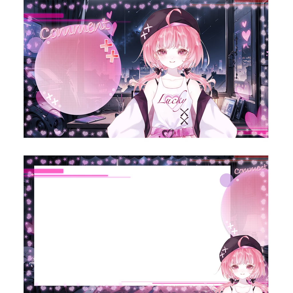 【配信画面素材】雑談・ゲーム用かわいいパンク系配信画面