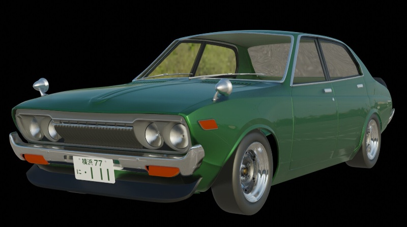 【3D素材】日産 710バイオレット　4ドア　blender file