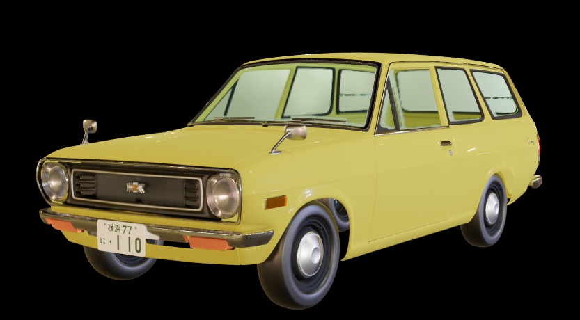 【3D素材】日産サニーvb110　2ドアバン　blender file