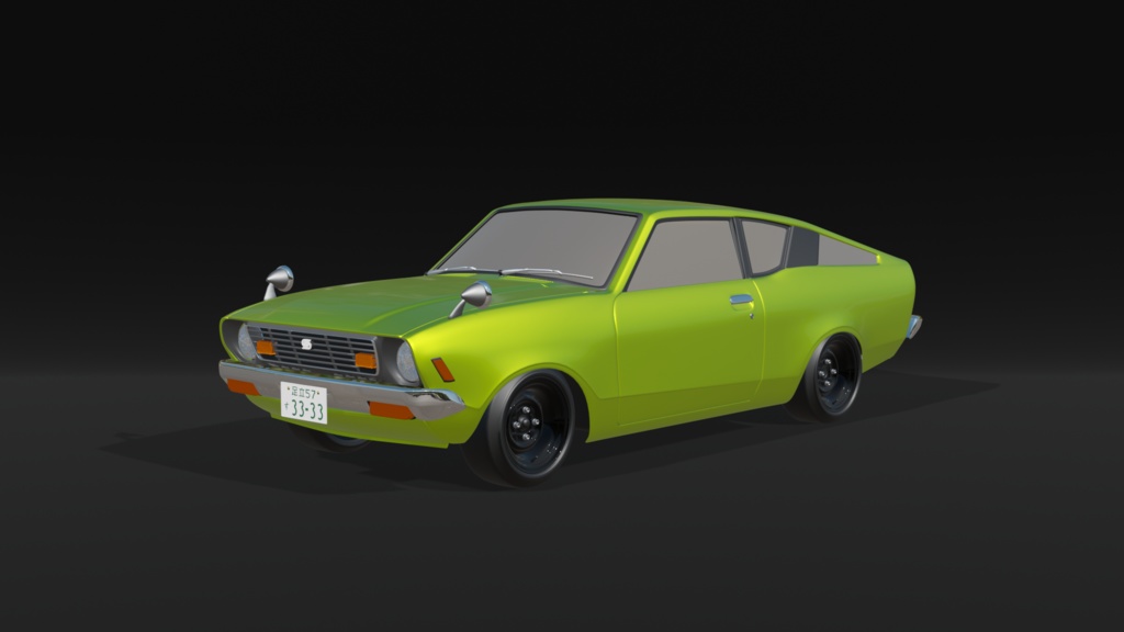 【3D素材】日産 サニーB210 　サニークーペ　2ドア DATSUN KB210 　blender file