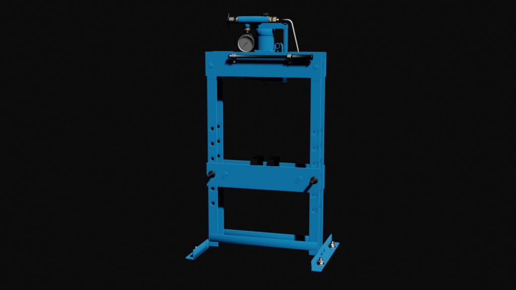 【3D素材】工具　ガレージ品　圧入機　プレス機　小物　自動車整備　blender file