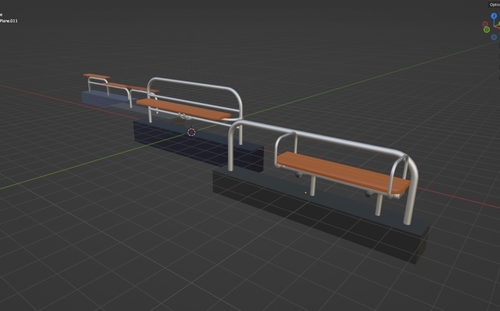 【3D素材】公園ベンチ（簡易休息型）　４種類　blender file
