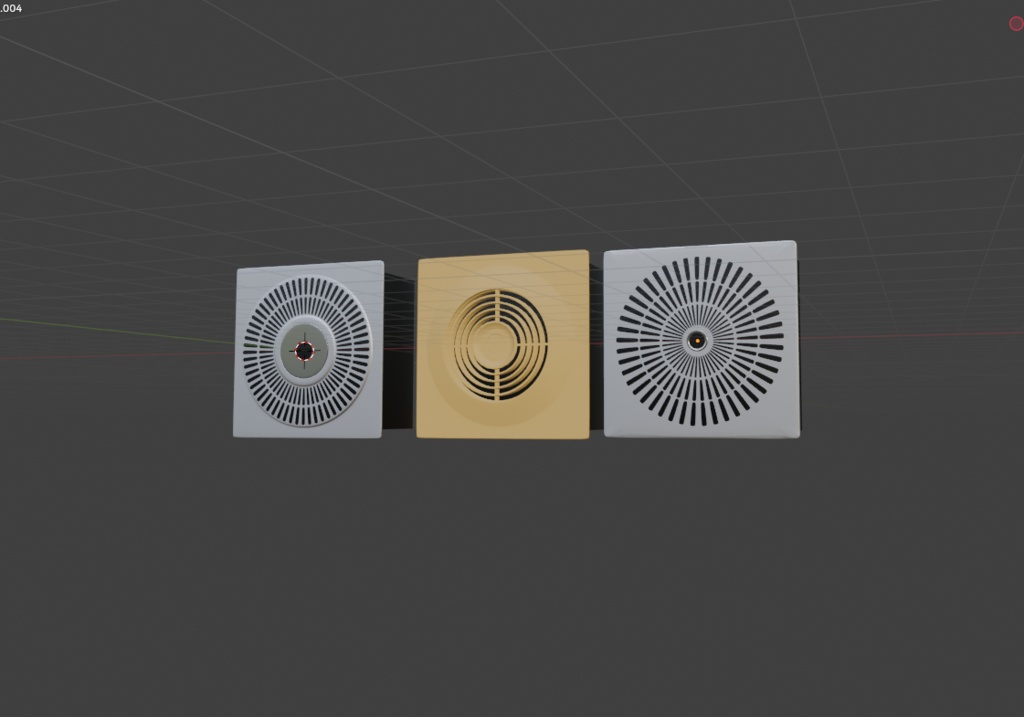 【3D素材】天井用換気扇　カバー　3種類　昭和レトロ家電　blender file