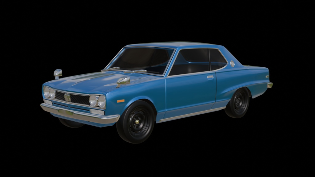 【3D素材】日産 スカイライン　KC10 2ドア 　ハコスカショートノーズ 　blender file