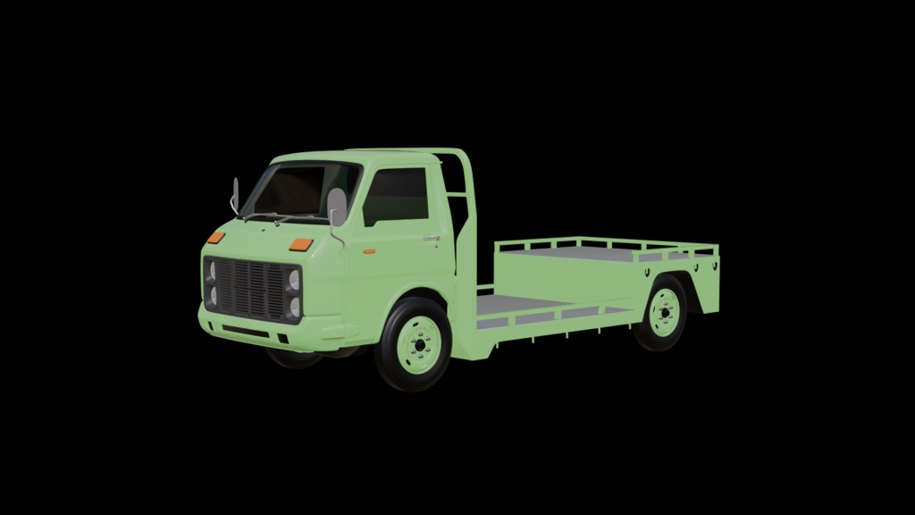 【3D素材】　エルフ　マイパック　超低床平ボディ・ロング　 blender file