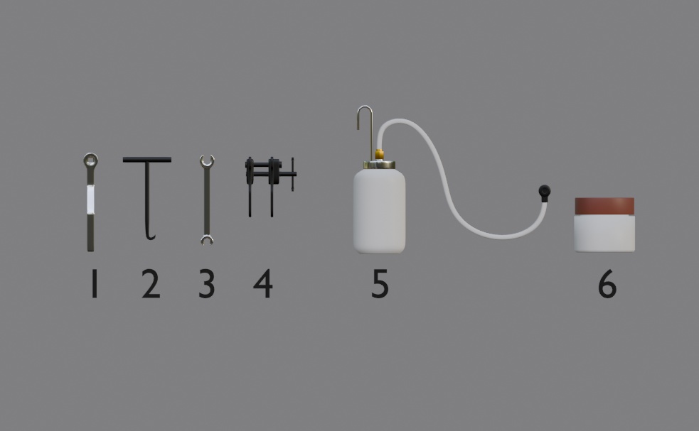 【3D素材】ブレーキ整備工具　小物　ガレージ品 自動車整備　blender file