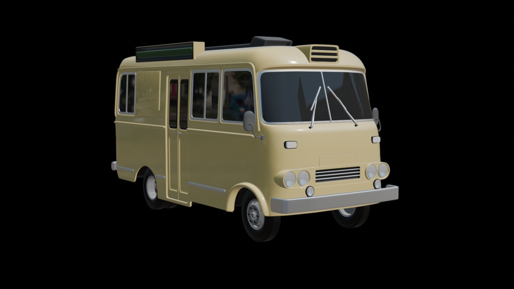 【3D素材】検診車　1960年代　沖縄仕様　 blender file