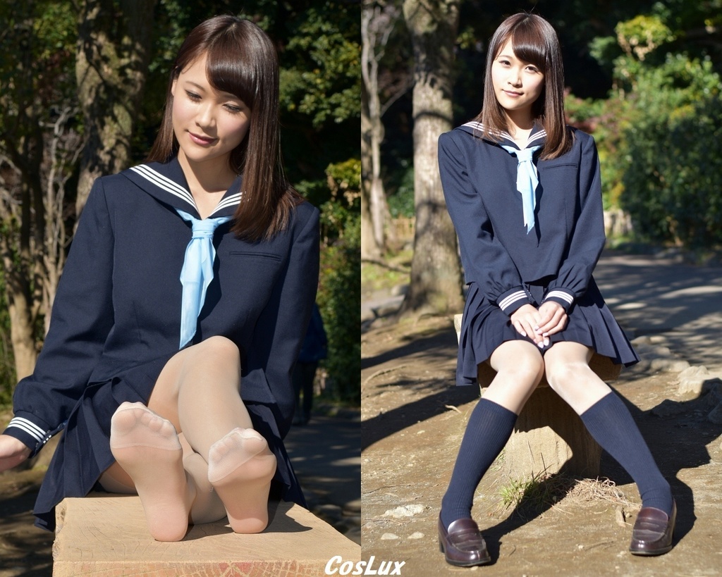 【DL限定】ブレザー制服＋ベージュストッキング＋紺・白ソックス／Yuki