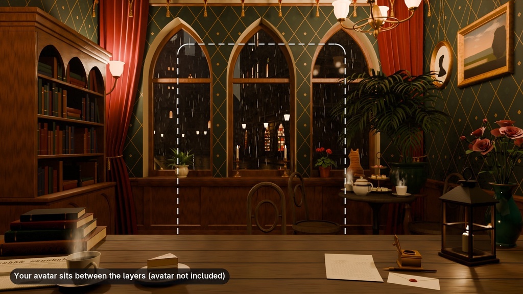 【動く配信背景セット】雨と雪のゴシックな喫茶室 Gothic Tea Room Bundle|VTuber向け・レイヤー分け・ループ素材