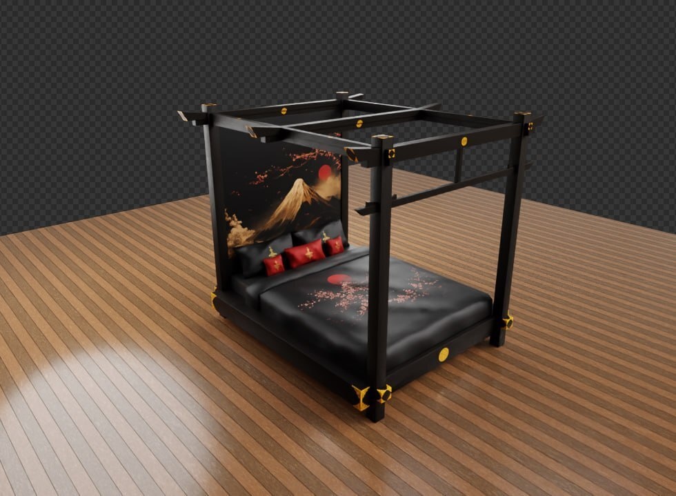Japanese Zen Canopy Bed (VRChat Optimized)