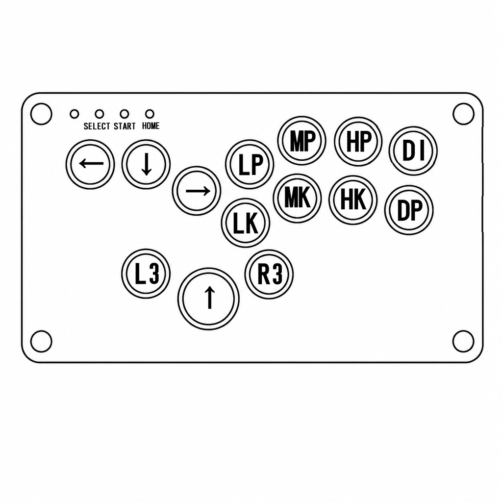【LED】アクリルミニレバーレス14ボタン ホワイト