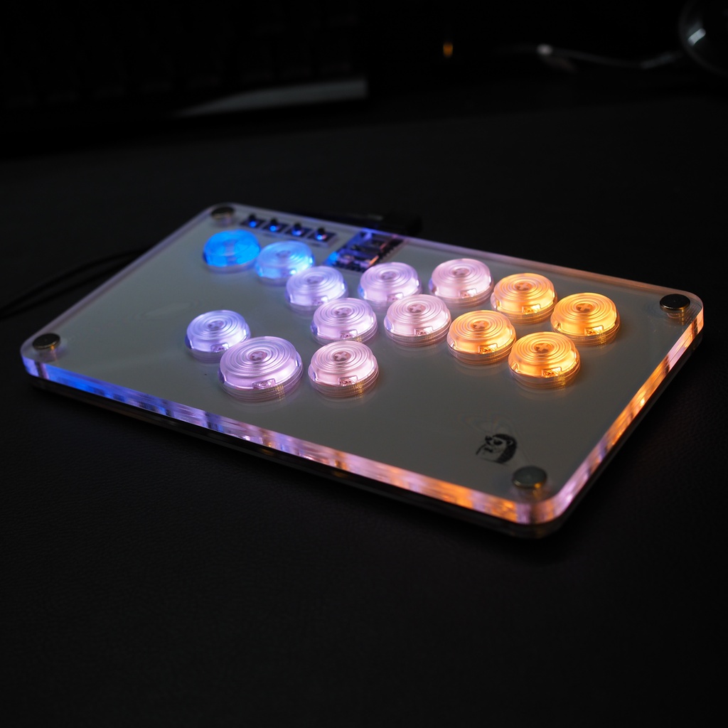 【LED】アクリルミニレバーレス14ボタン ホワイト