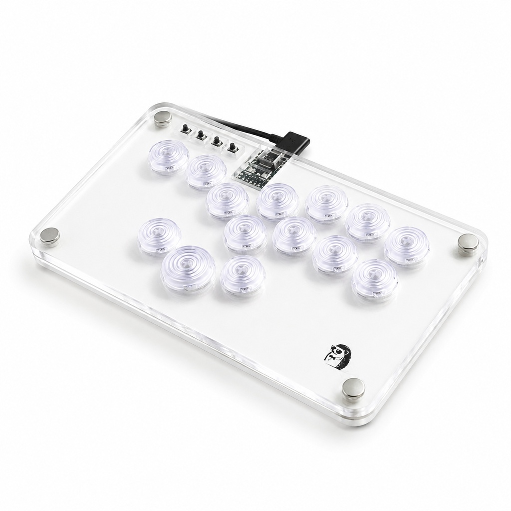 【LED】アクリルミニレバーレス１4ボタン　ホワイト