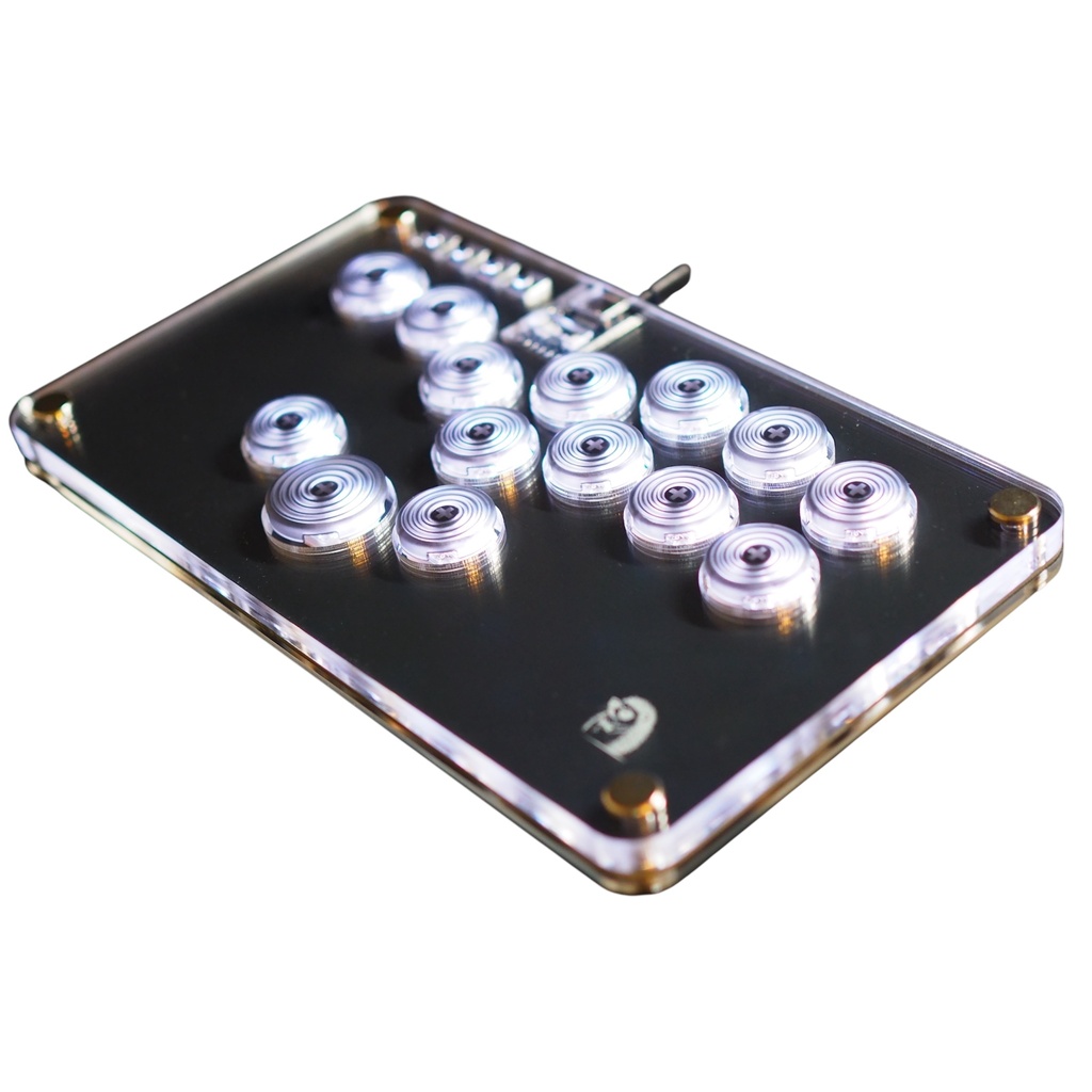 【LED】アクリルミニレバーレス１4ボタン　ブラック