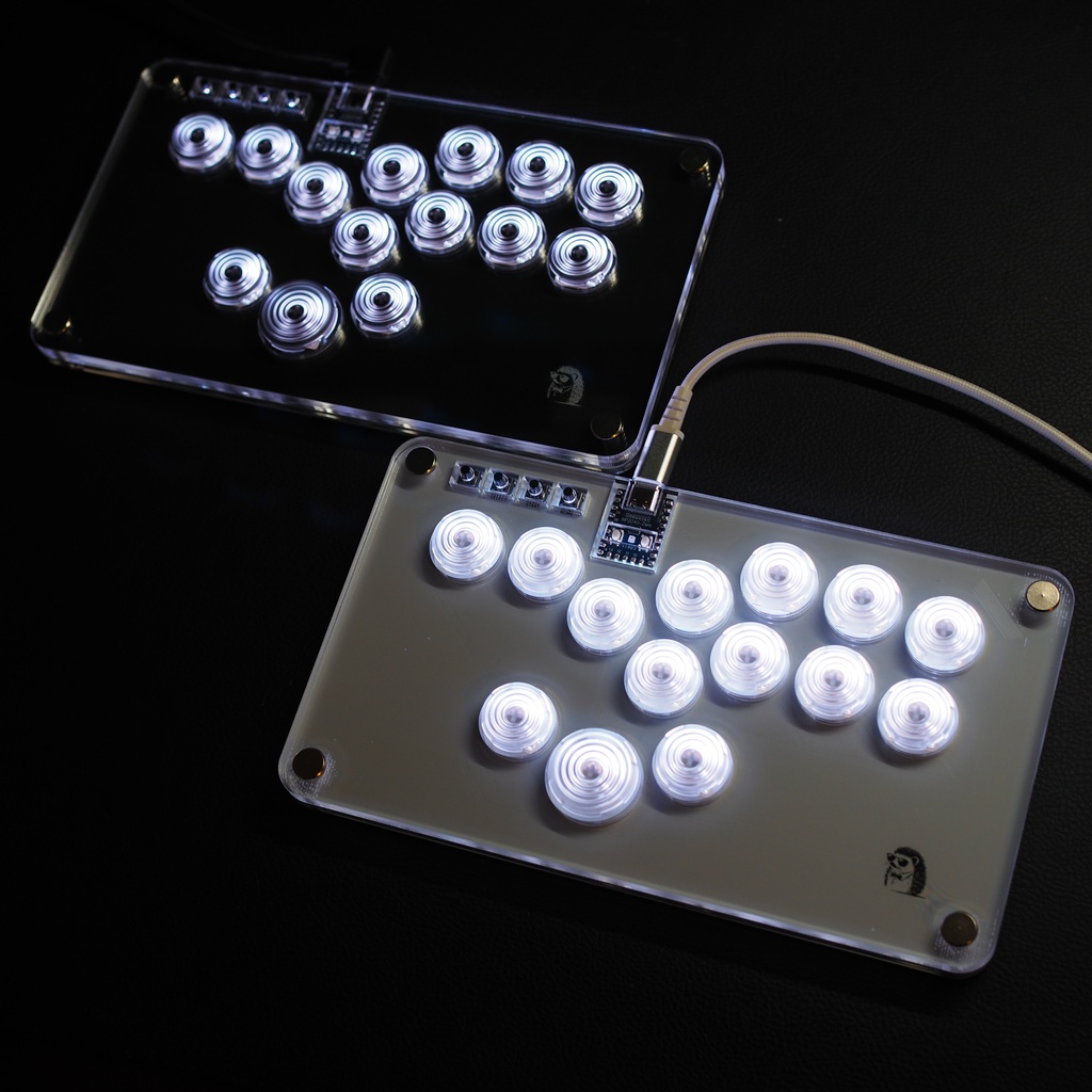【LED】アクリルミニレバーレス14ボタン ブラック