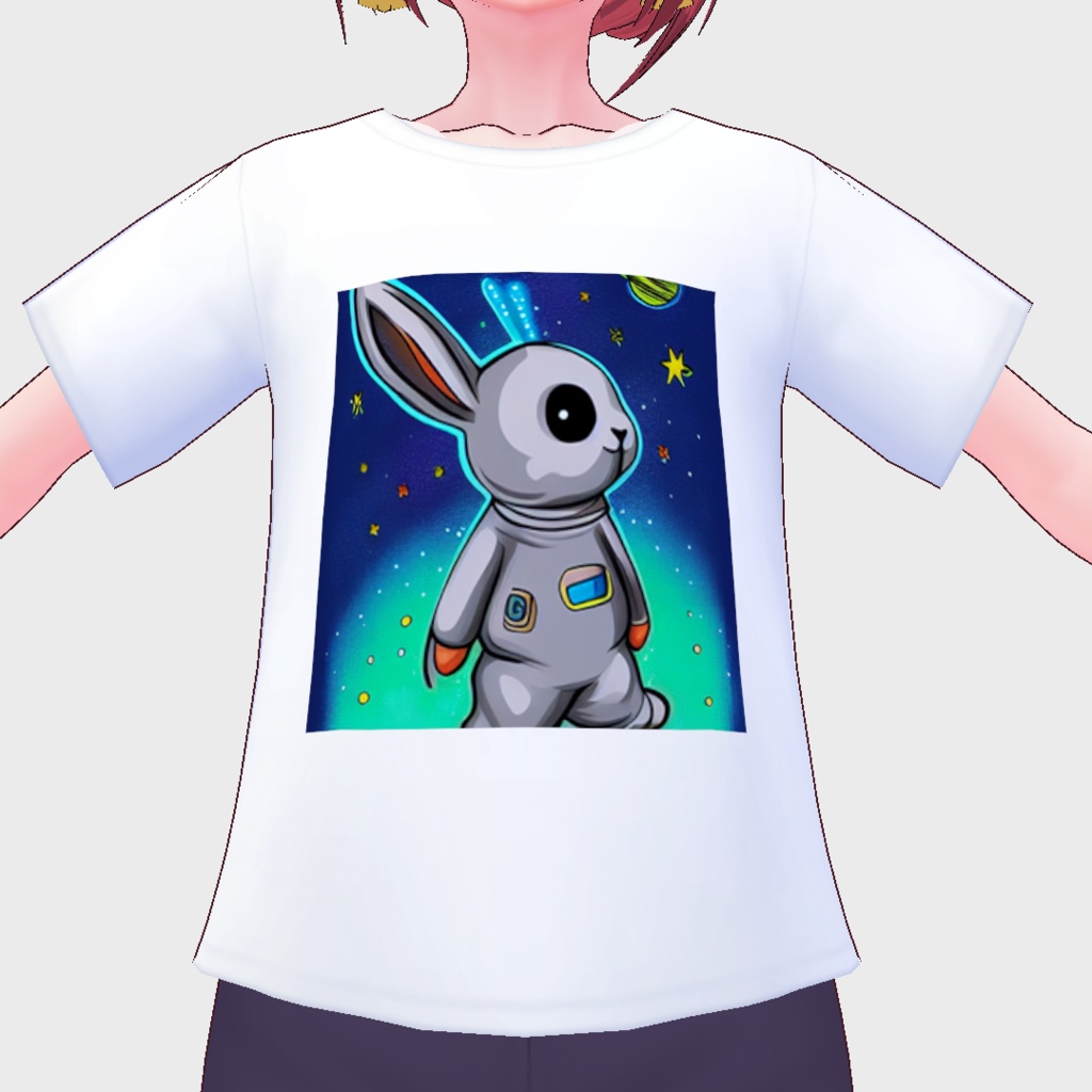 【VRoid】宇宙うさぎ Tシャツ【無料】