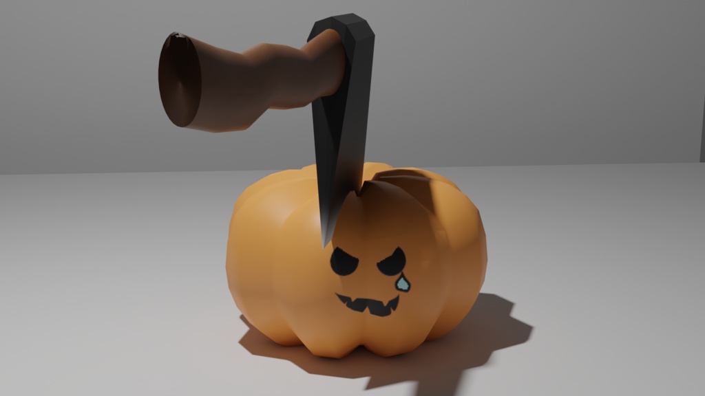 【無料・3Dモデル】斧カボチャ【ハロウィーン】
