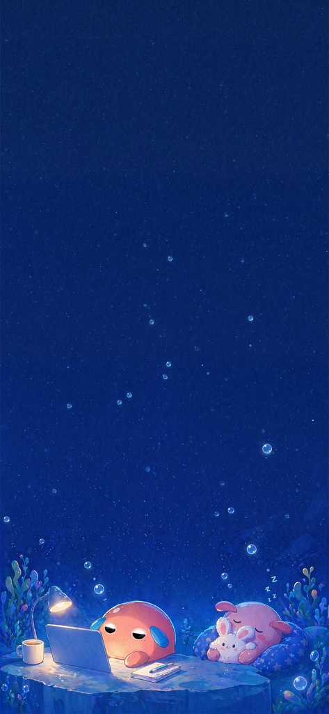 【無料】大人かわいい星空スマホ壁紙セット(シンプル星空&深海とメンダコイラスト入り)