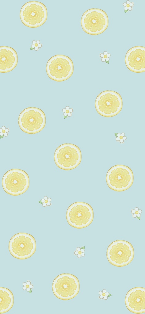 【無料】大人かわいいレモンスイーツスマホ壁紙2枚セット(LINEスタンプお揃いデザイン)