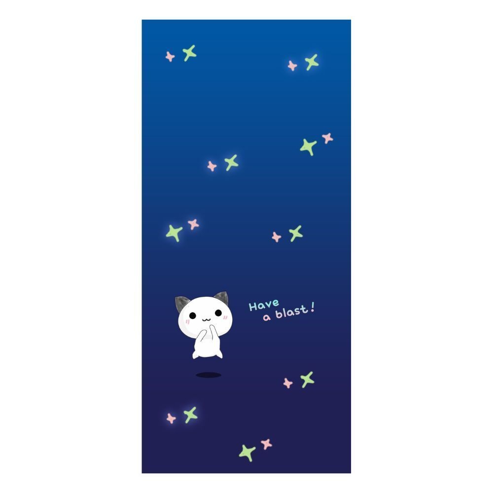 【無料】キラキラ星空とひょっこりネコのスマホ待ち受け2枚セット(LINEスタンプお揃いデザイン)