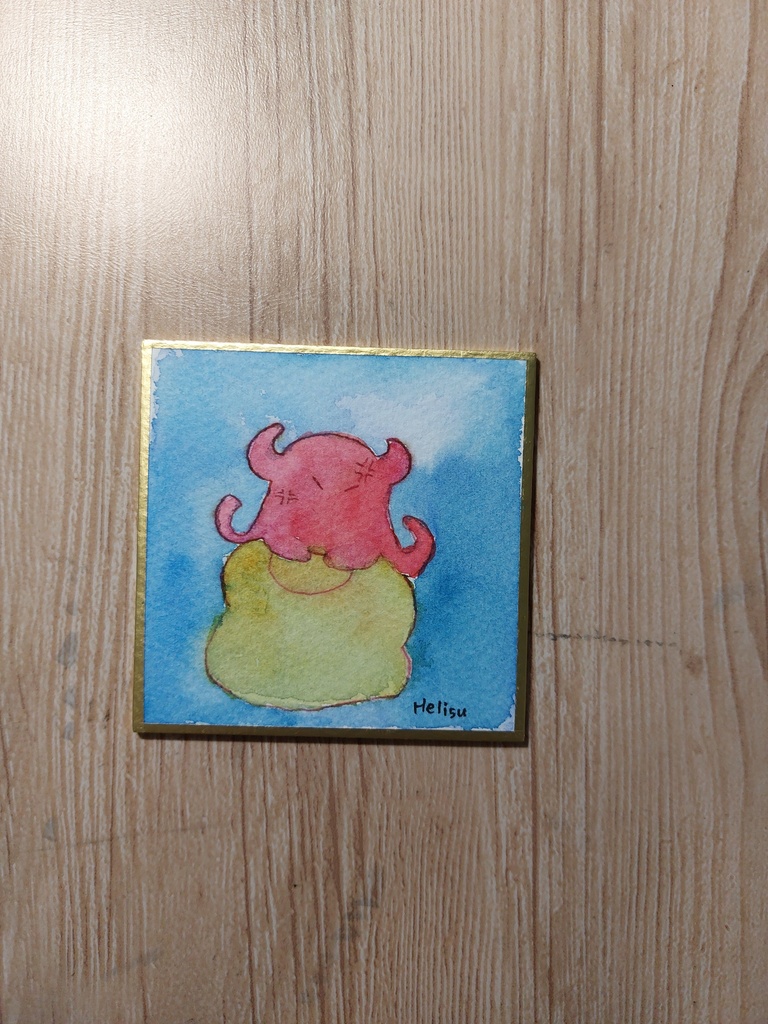 今日のメンダコちゃん豆色紙原画