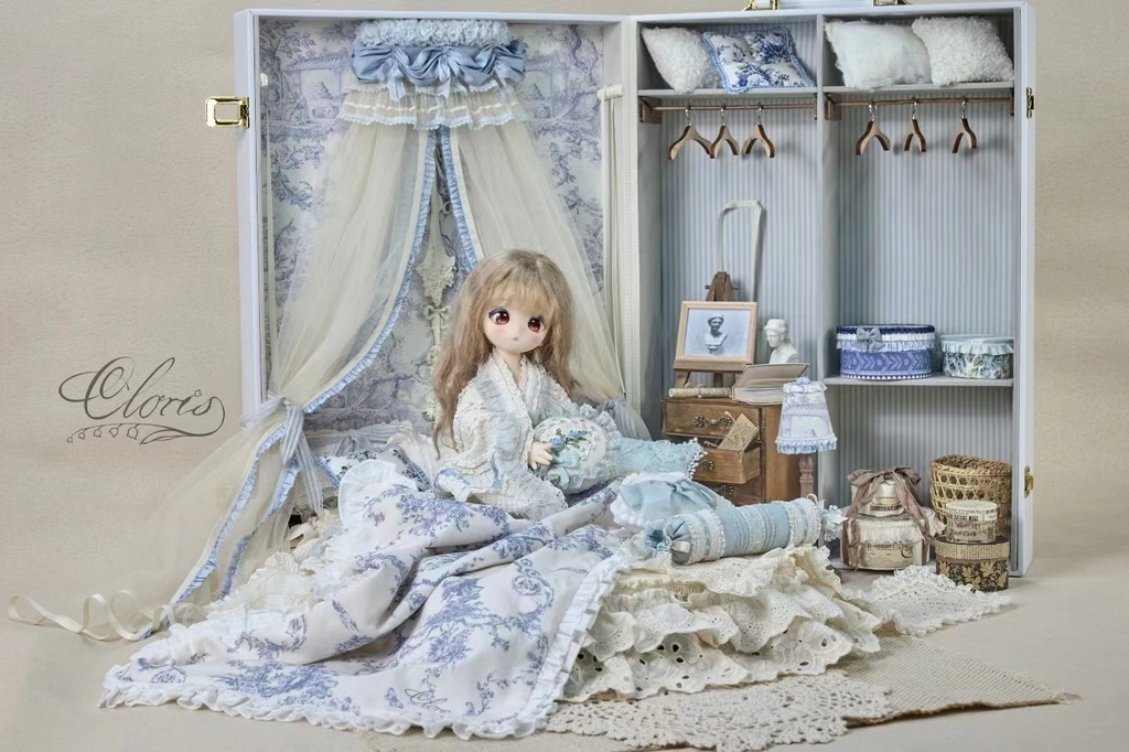 【cloris】1/4ドール用ベッドルームトランクセット フレンチブルー ver.