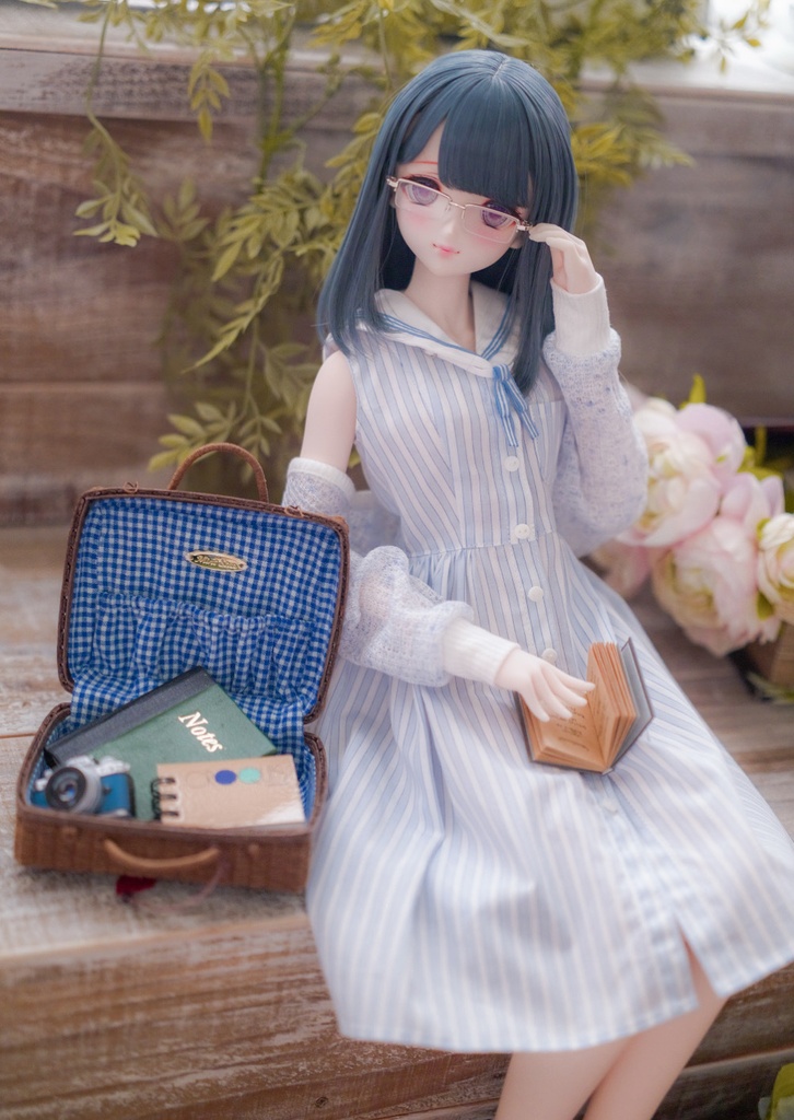 【Mint Star】ストライプセーラーワンピース ＆ドルマンカーディガンセット