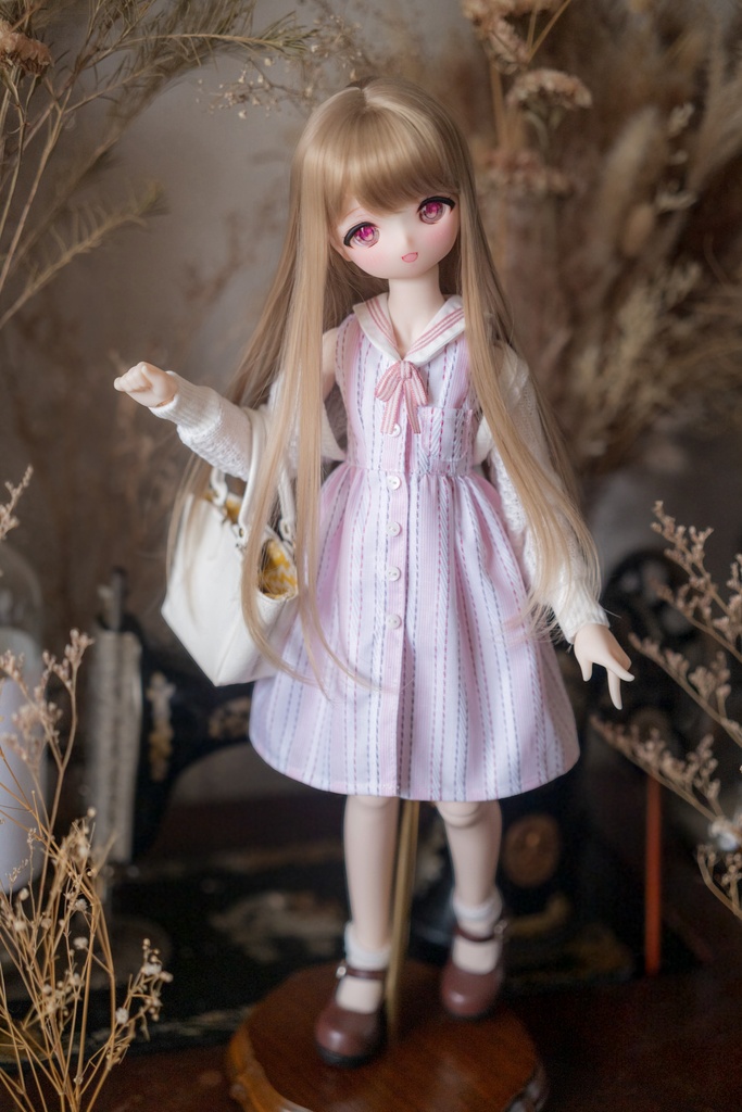 【Mint Star】ストライプセーラーワンピース
&ドルマンカーディガンセット