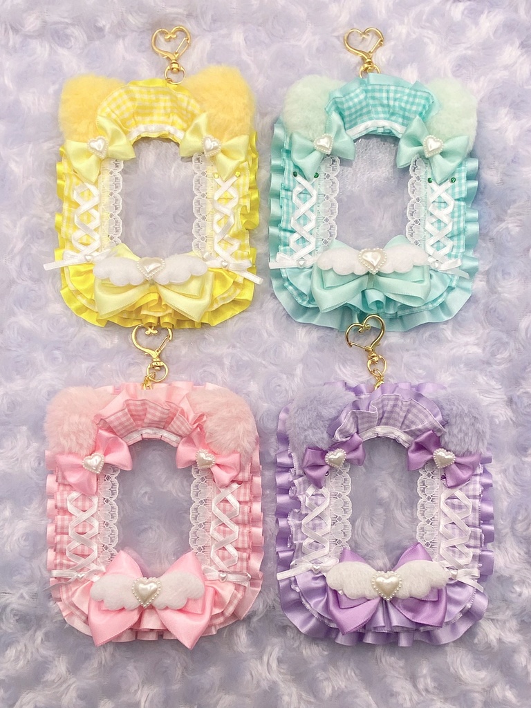 B8 トレカケースデコ ギンガムチェック猫耳メイド