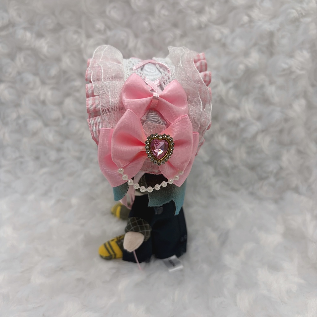 パステルギンガムチェック 編み上げヘッドドレス