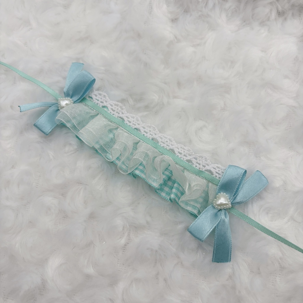 ボンネット風 ギンガムチェックヘッドドレス