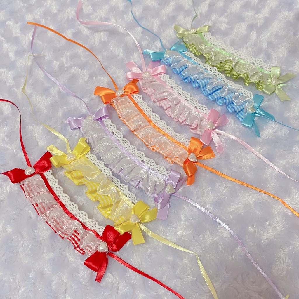 ボンネット風 ギンガムチェックヘッドドレス