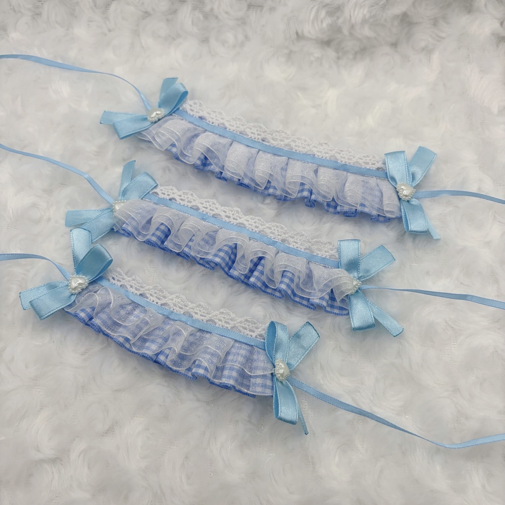 ボンネット風 ギンガムチェックヘッドドレス