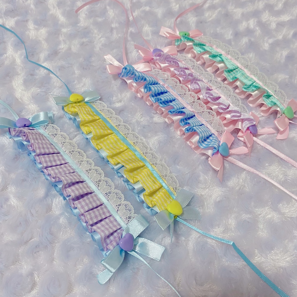 ボンネット風 パステル ギンガムチェックヘッドドレス