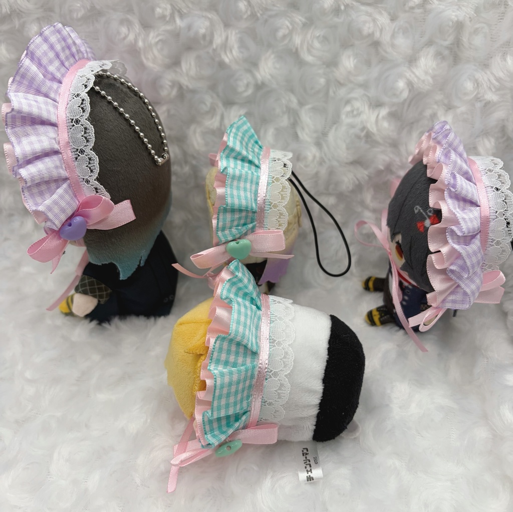 ボンネット風 パステル ギンガムチェックヘッドドレス