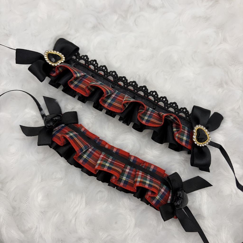 ボンネット風 タータンチェックヘッドドレス