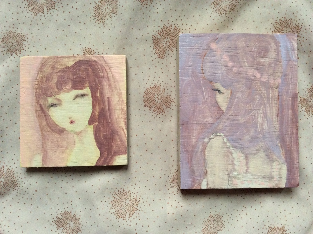 In the shell, oil on wooden board, original artwork