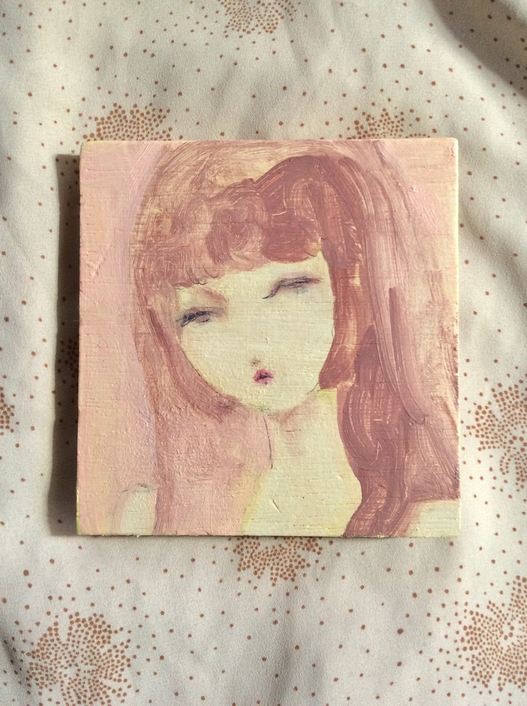 In the shell, oil on wooden board, original artwork
