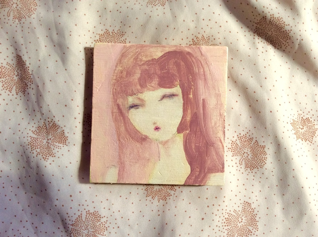 In the shell, oil on wooden board, original artwork